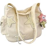 Makukke Y2K Corduroy Shoulder Bag Women, Cute Tote Bag Large Crossbody Bag for Office Work Travel Shopping