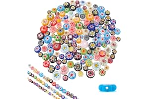 Youway Style Millefiori Mosaic Tiles for Crafts,6/8/10mm Round Lampwork Glass Beads with Holes,Mosaic Glass Pieces for DIY Garden Crafts,Jewelry Making