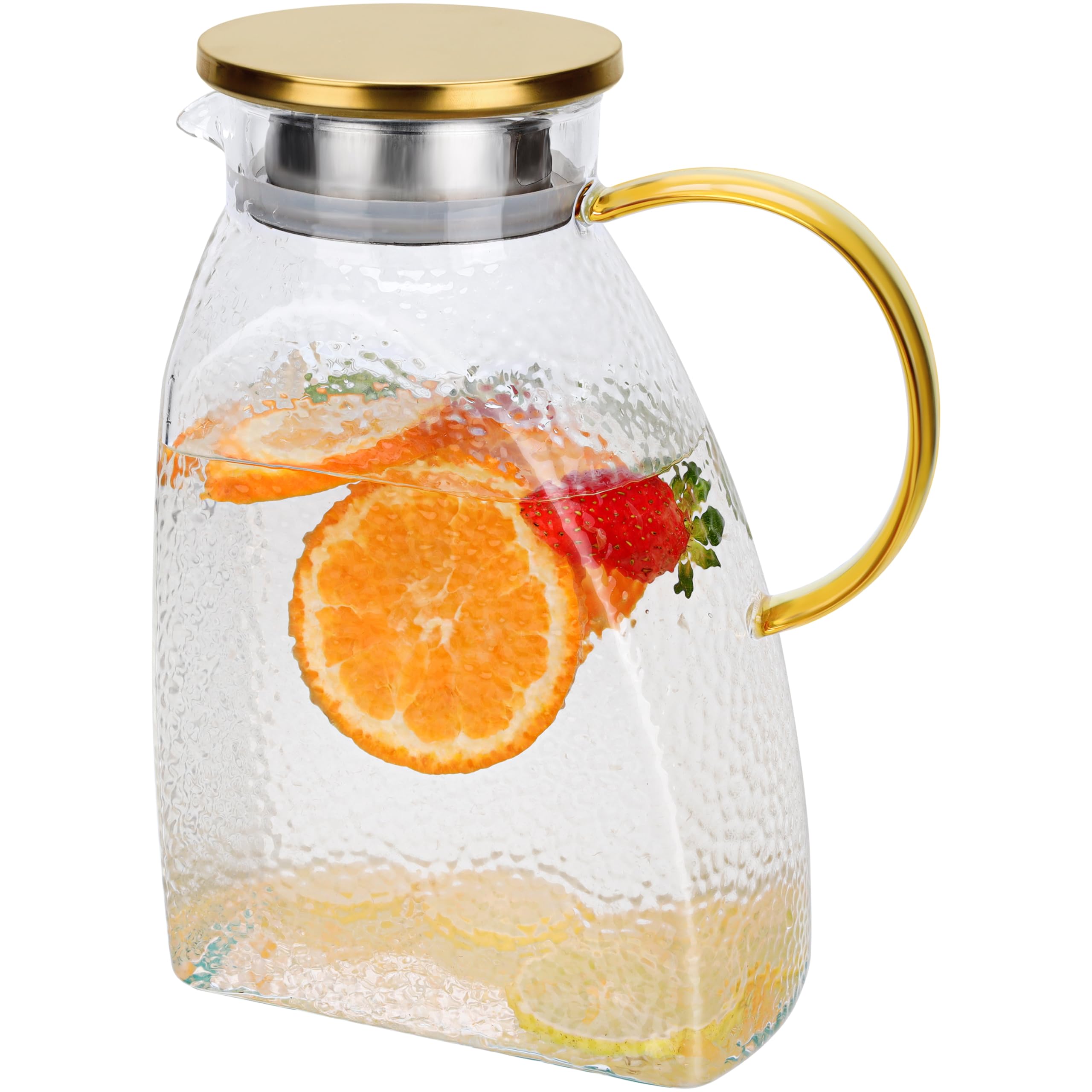Belle Vous Clear Glass Water Pitcher Jug - 1.8L/61oz Fridge Door Carafe with Lid - Drinking Container for Juice, Milk and Other Hot & Cold Beverages