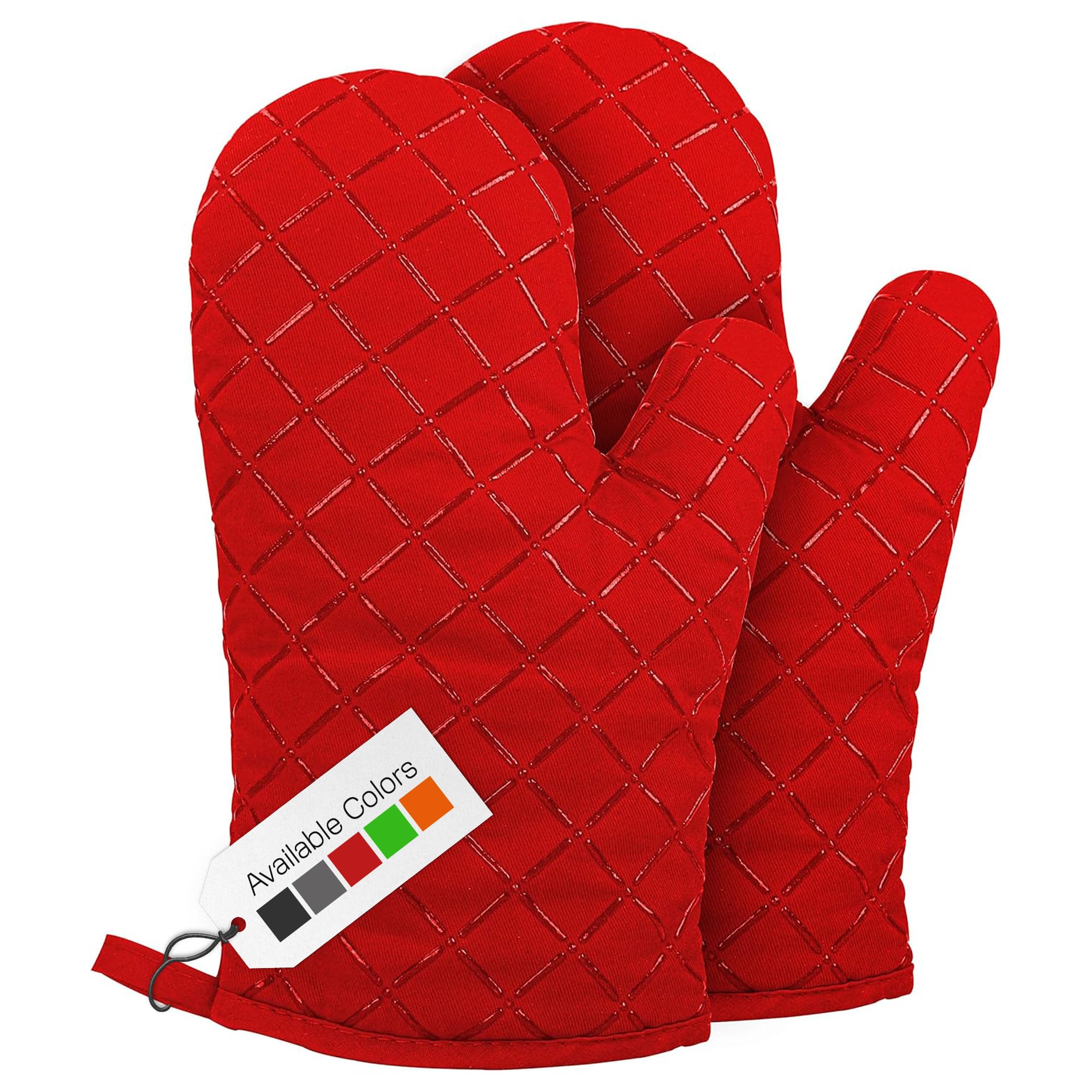 Oven Gloves Heat Resistant Double Sided Non Slip Silicone Oven Mitts for Grilling Cooking Baking Barbecue - Silicone 1 Pair, Red Christmas Oven Gloves