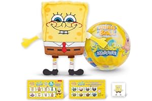 MiraBall Spongebob Squarepants, 3-in-1 Surprise, 1 Pack, Blind Box Toys for Kids - Collectable Characters from TV Shows - Metal Ball, Plush, Stickers, White Ribbon - Collect Them All