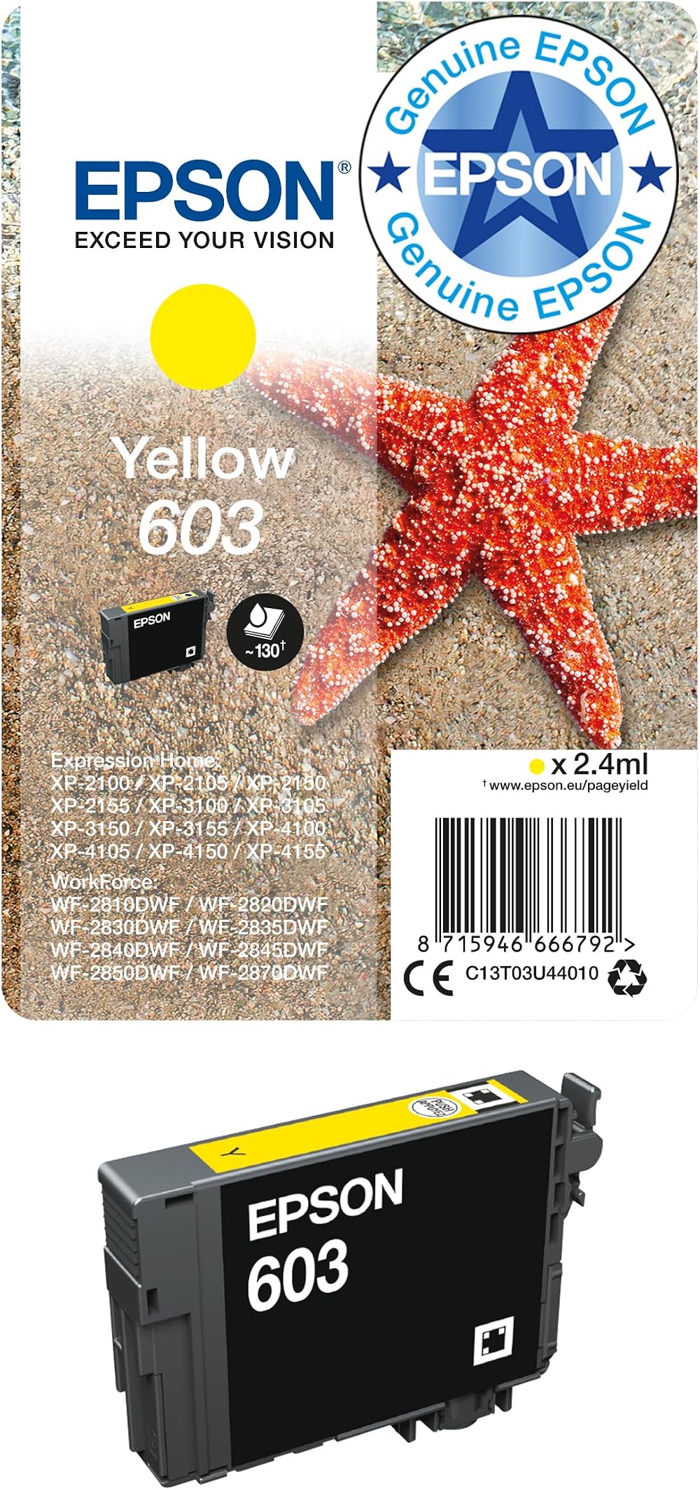 Epson 603 Yellow Starfish Genuine Ink Cartridge