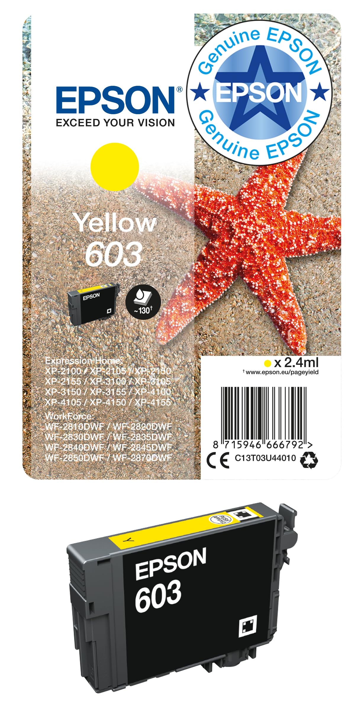 Epson 603 Yellow Starfish Genuine, Ink Cartridge