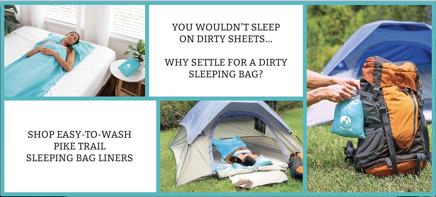 Pike Trail Sleeping Bag Liner – Travel and Camping Sheet, Lightweight and Compact Insert with Full Length Zipper and Guarantee : Sports & Outdoors
