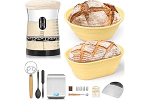 Coco Bird Pro Sourdough Bread Baking Supplies- 50oz Sourdough Starter Jar,17 Flavor Recipes,2 Silicone Bread Banneton Proofin