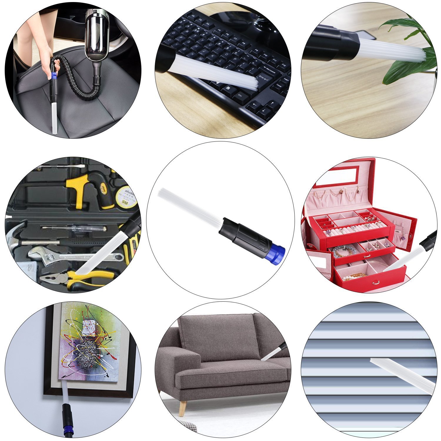 NTMY Dust Brush Cleaner, Dust Dirt Remover Universal Vacuum Attachment Cleaning Tools with 1.25\'\'/1.37\'\' (32/35mm) Inner Diameter Interface Hose, Strong Suction