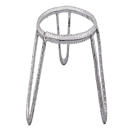 KITCHEN SHOPEE Round Iron Planter Pot Stand for Home, Office, Garden, Decor, Balcony, Kitchen  7x10x10 inch (Set of 1 pcs, Silver)