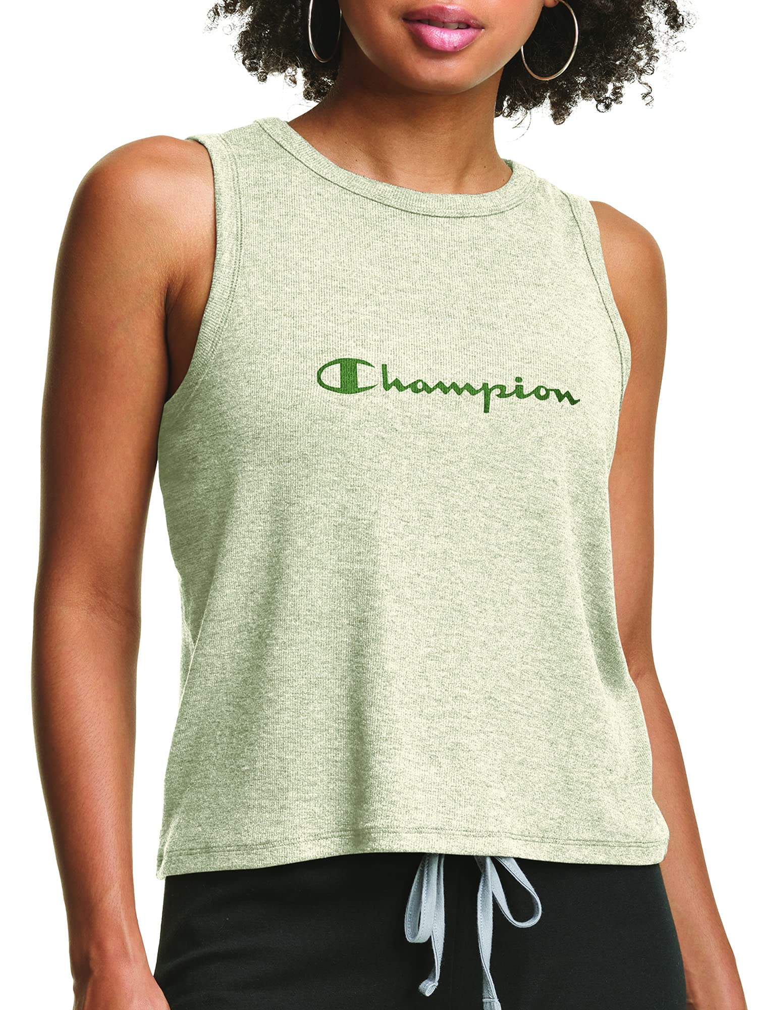 Photo 1 of Champion Women's Sleep Muscle Tank, Script Logo, Oatmeal Heather, Small