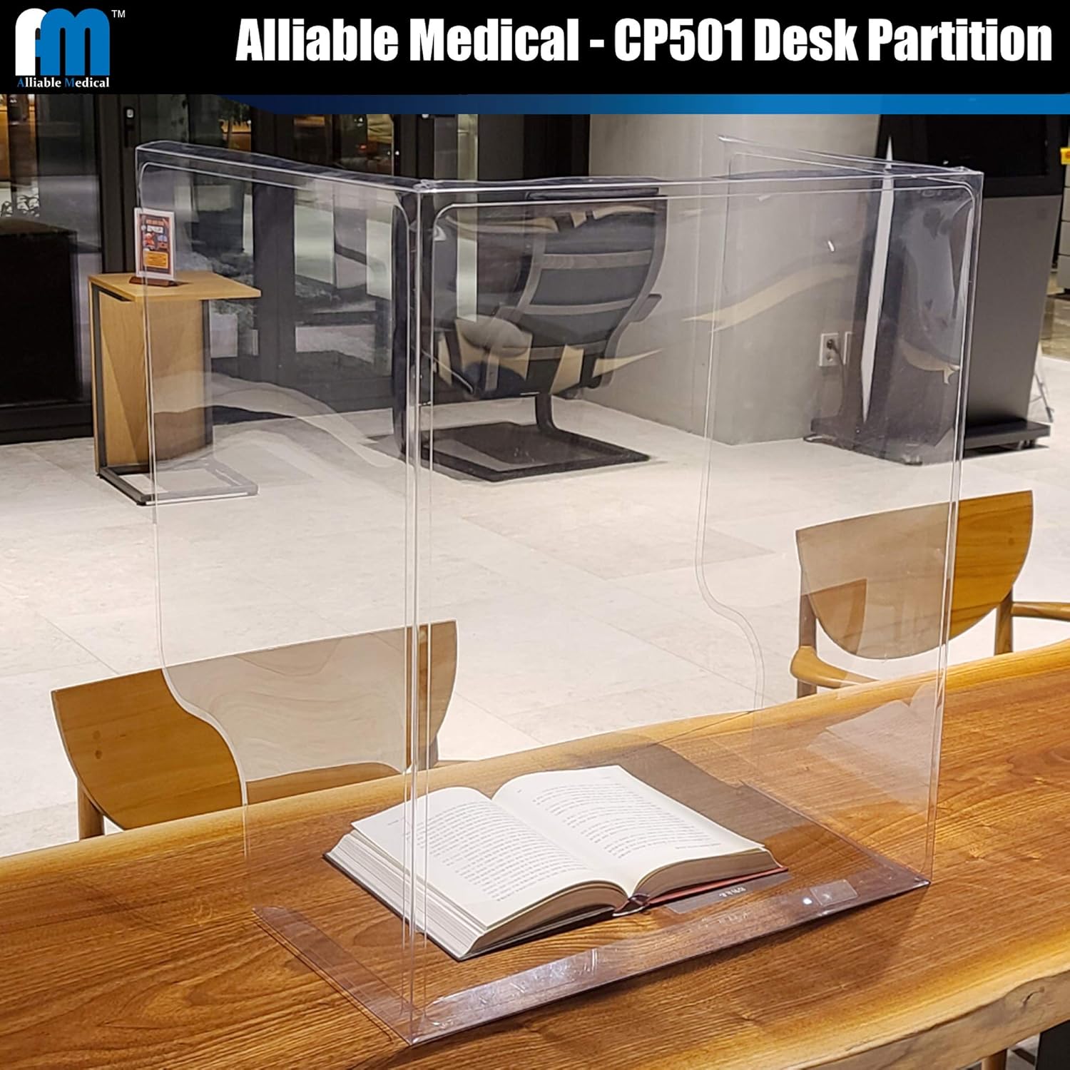 [2 Pack]- Alliable Medical CP501 - [Sneeze Guard Partition/Desk Shield/Counter] - [Shatterproof] - [Lightweight and Portable] - All Applications - Classroom, Schools, Restaurants, Cafe, Business : Office Products