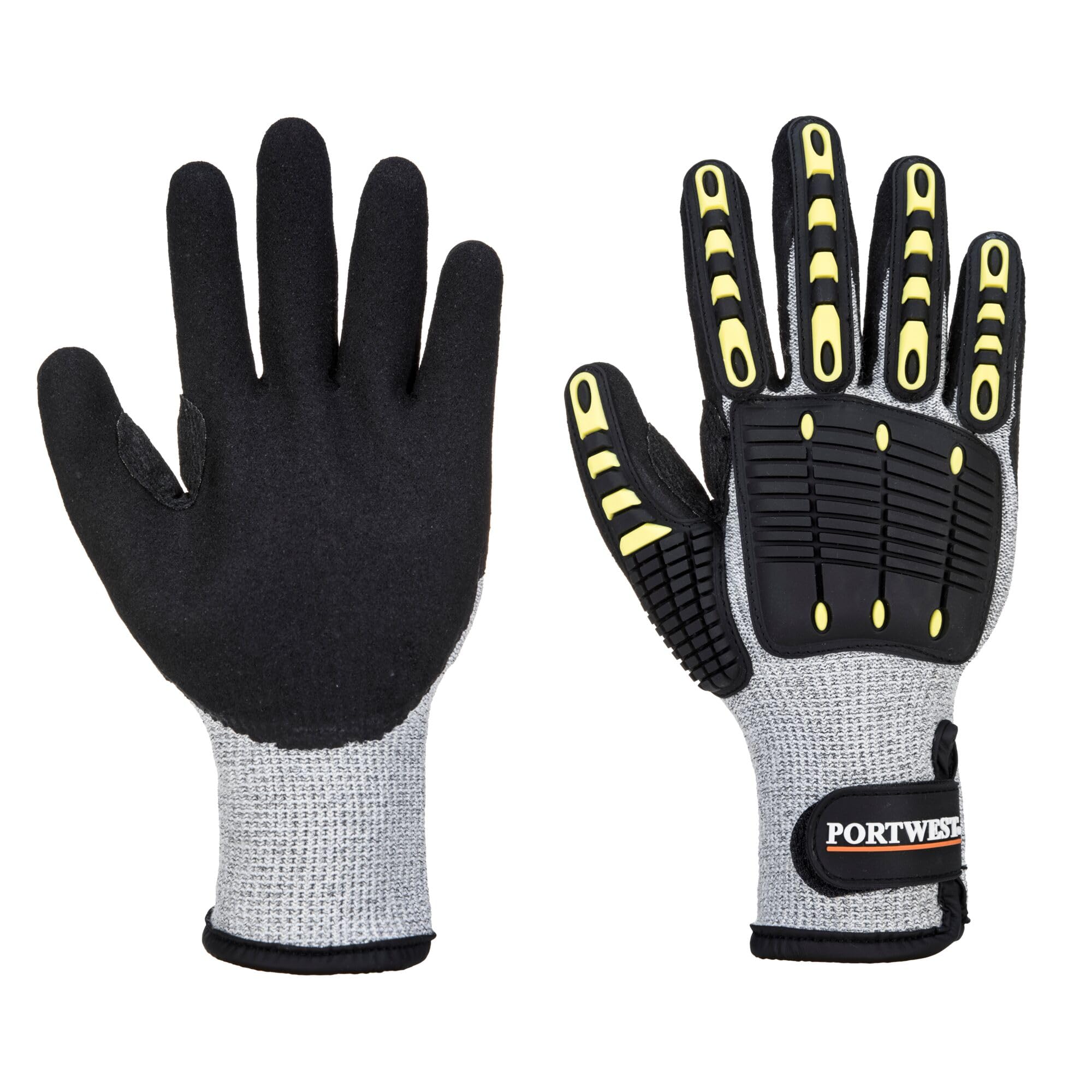 Portwest A729 Anti Impact Thermal Safety Work Gloves - Cut Resistant & Impact Reducing Winter Protective Work Gloves Grey/Black, 3X-Large
