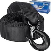 Boat Trailer Winch Strap with Hook 2" x 20' &ndash; 18,000 Lbs Break Strength, 20% Strength Improvement, Zinc Safety Hook for Pontoon, Fishing Boat, Jet Ski &amp; Snowmobile Trailers (Black)