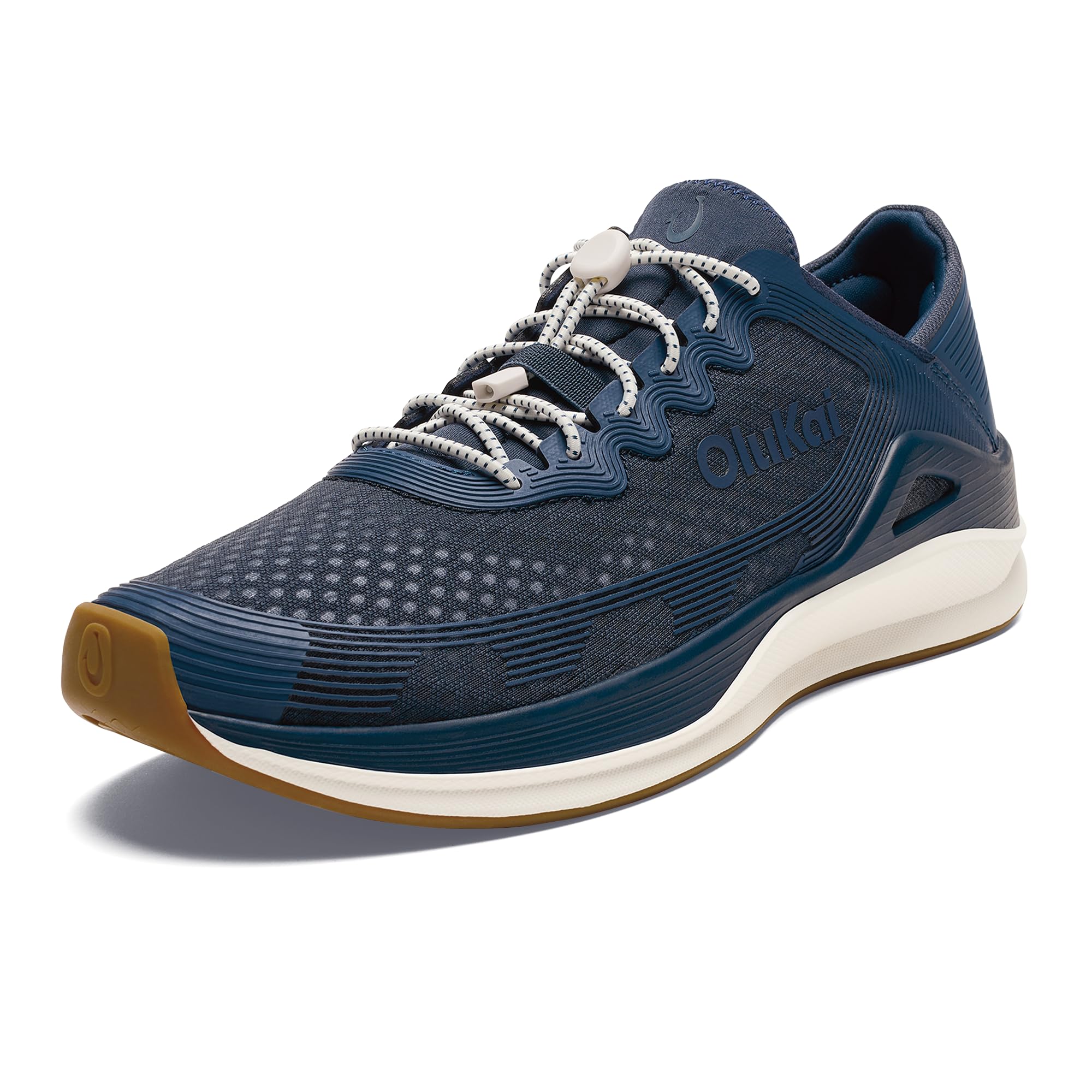 OLUKAI 'Ahi Men’s Performance Marine Shoes, Water-Ready Sneakers with Customized Lacing Fit, Lightweight & Breathable, Enhanced Grip & Traction, 7, Mood Indigo/Coastal Blue Image