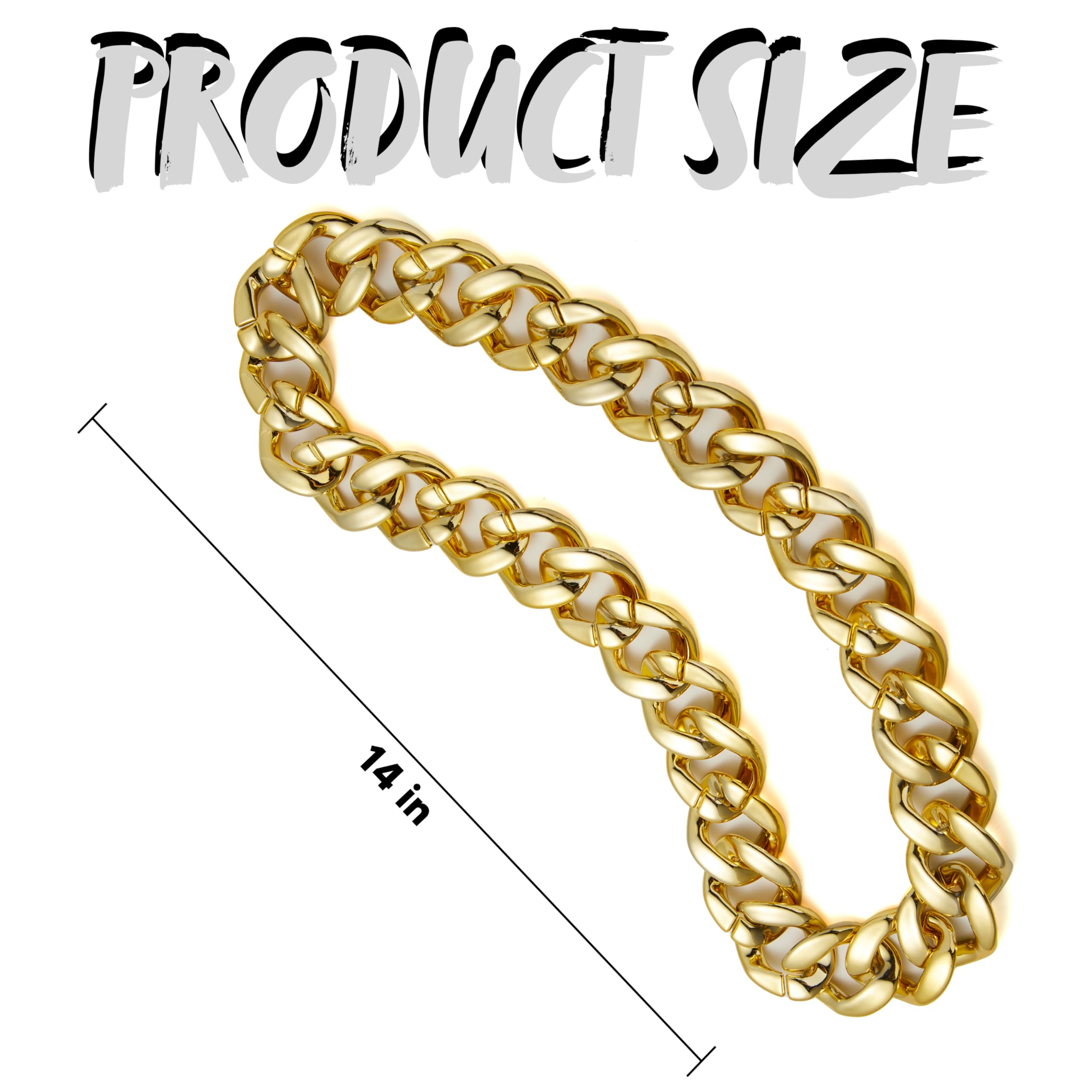 Spooktacular Creations Spooktacular Creations Chunky Fake Gold Chain for Hip Hop Rapper Costume Jewelry, Fake Plastic Gold Necklace Accessories for 80s 90s Men Women Halloween Costume Dress Up Party Props