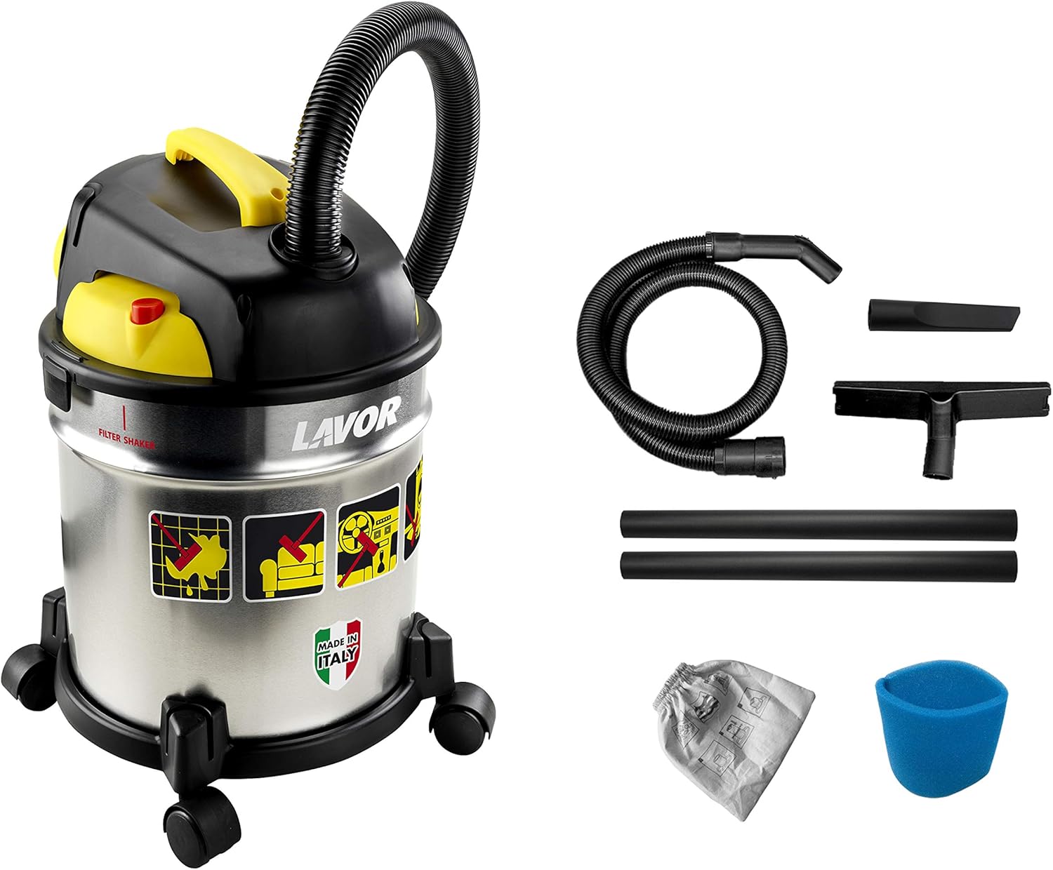 Aspiratore Lavor Vac 30 S - Aspira Solidi E Liquidi, 30 Litri, 1200W, Acciaio - Foto 8