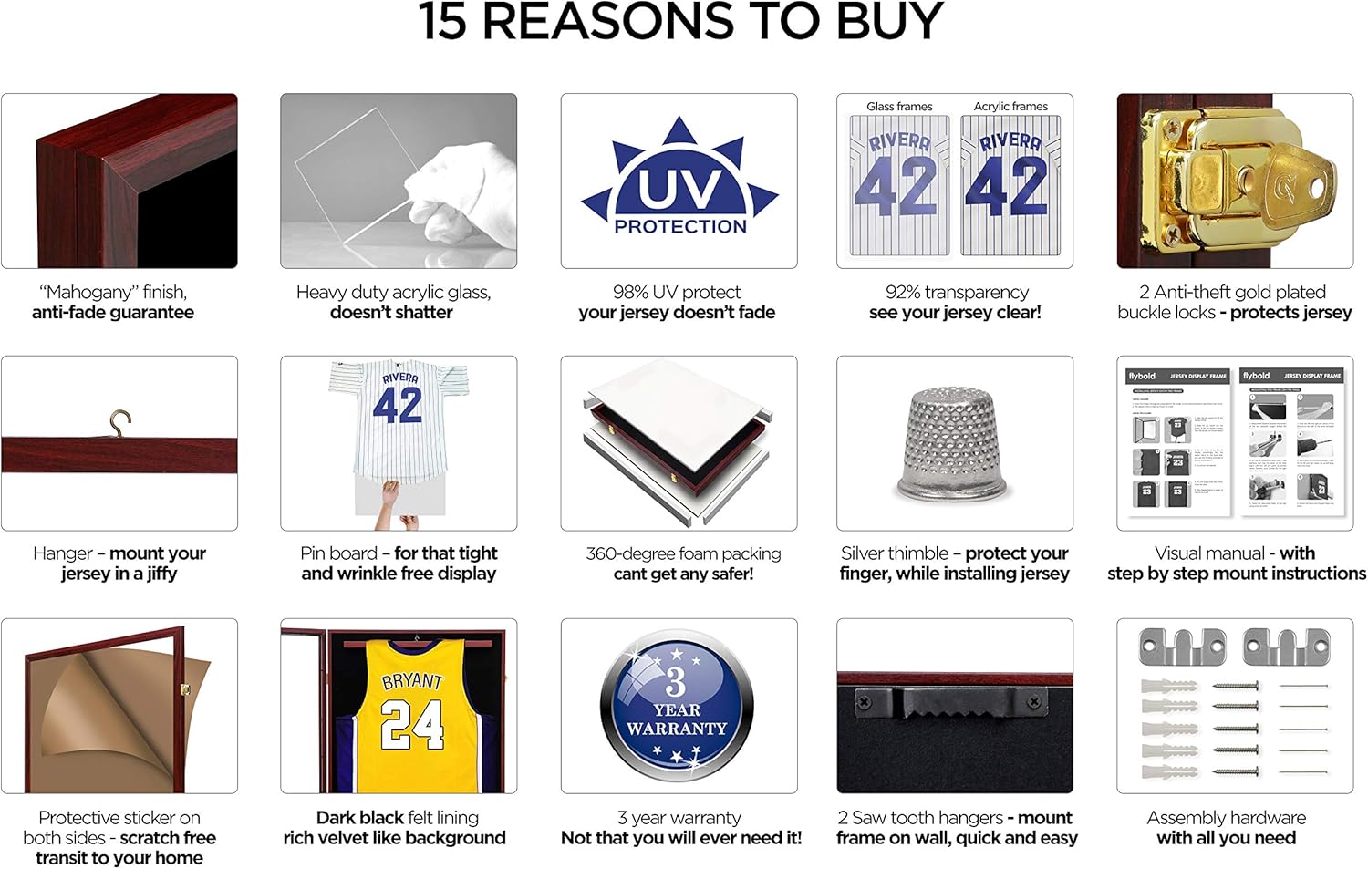 Jersey Frame Display Case Jersey Display Frame with Large Shadow Box UV Protected Acrylic Door Hanger Wall Mount Option for Football Baseball Basketball Hockey Sport Shirt Mahogany Finish Lockable : Sports & Outdoors