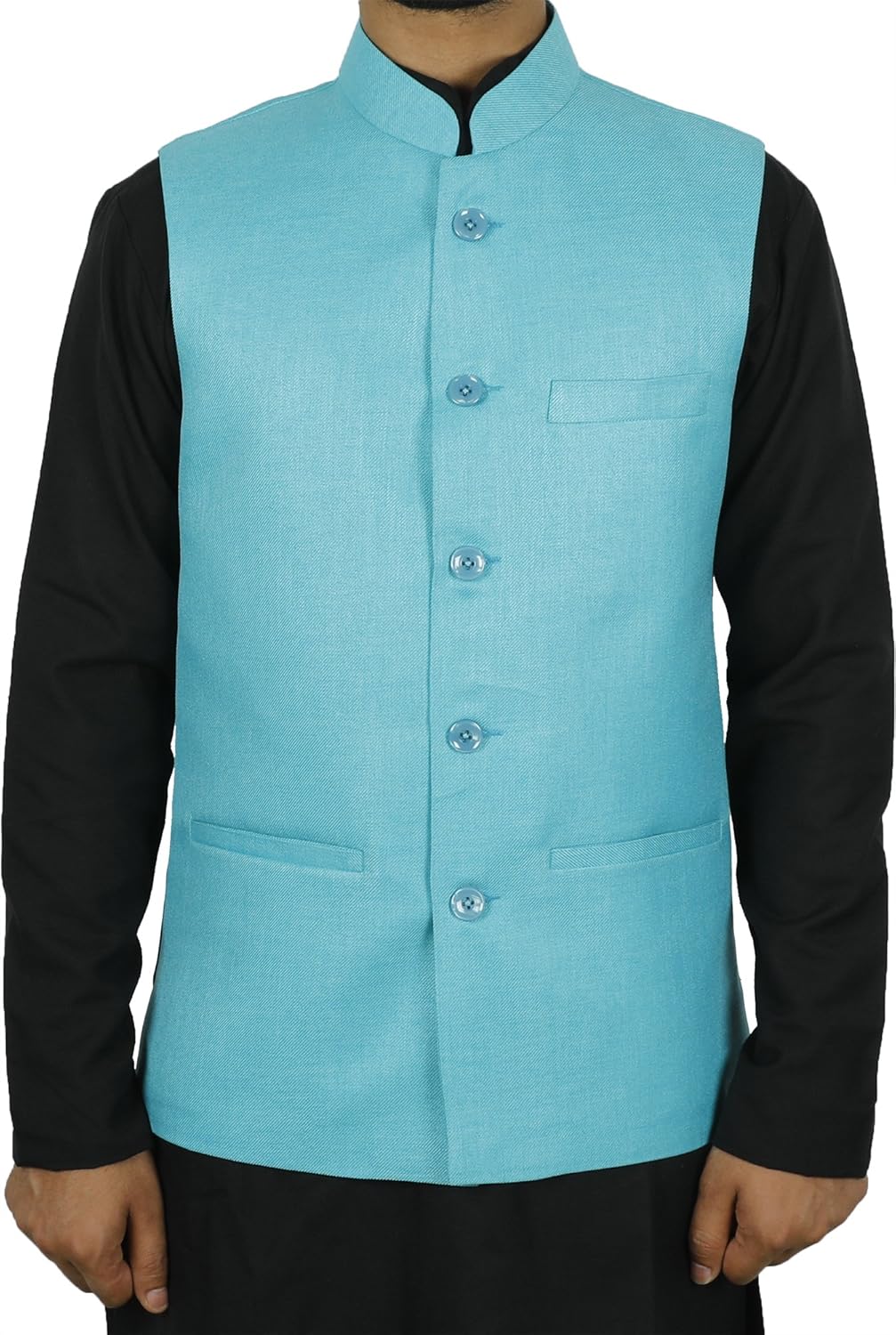 larainbow mens bandhgala modi jacket-blue2