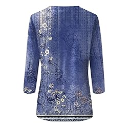 3/4 Sleeve Tunic Tops for Women Cotton Large Tops