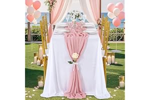 10ft Dusty Rose Chiffon Table Runner 27x120 Inches Romantic Wedding Table Runners Elegant Sheer Fabric Drapes Bridal Party Ta