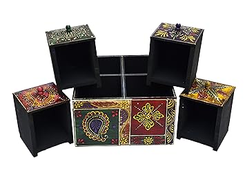 UMHISHOP Bed Side Solid Wood Diamond Drawer Theme Wooden Home and Bedroom Set of 4