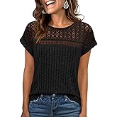 ANRABESS Wemens Tops Summer Sweaters Shirts Short Sleeve Lace T-Shirts Dressy Casual Business Tee Blouses 2026 Trendy Clothes