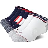 Tommy Hilfiger Kids 6 Pack Breathable No Show Ankle Socks | Boys and Girls Lightweight Low Profile With Cushion