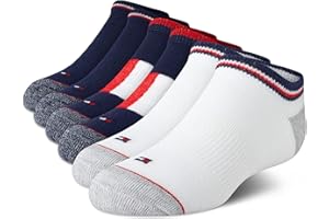 Tommy Hilfiger Boys' Athletic Socks - No Show Ankle Socks (6 Pack)