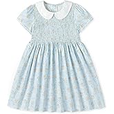 Simplee Kids Light Blue Toddler Summer Dress - Floral Smocked Dress 18M