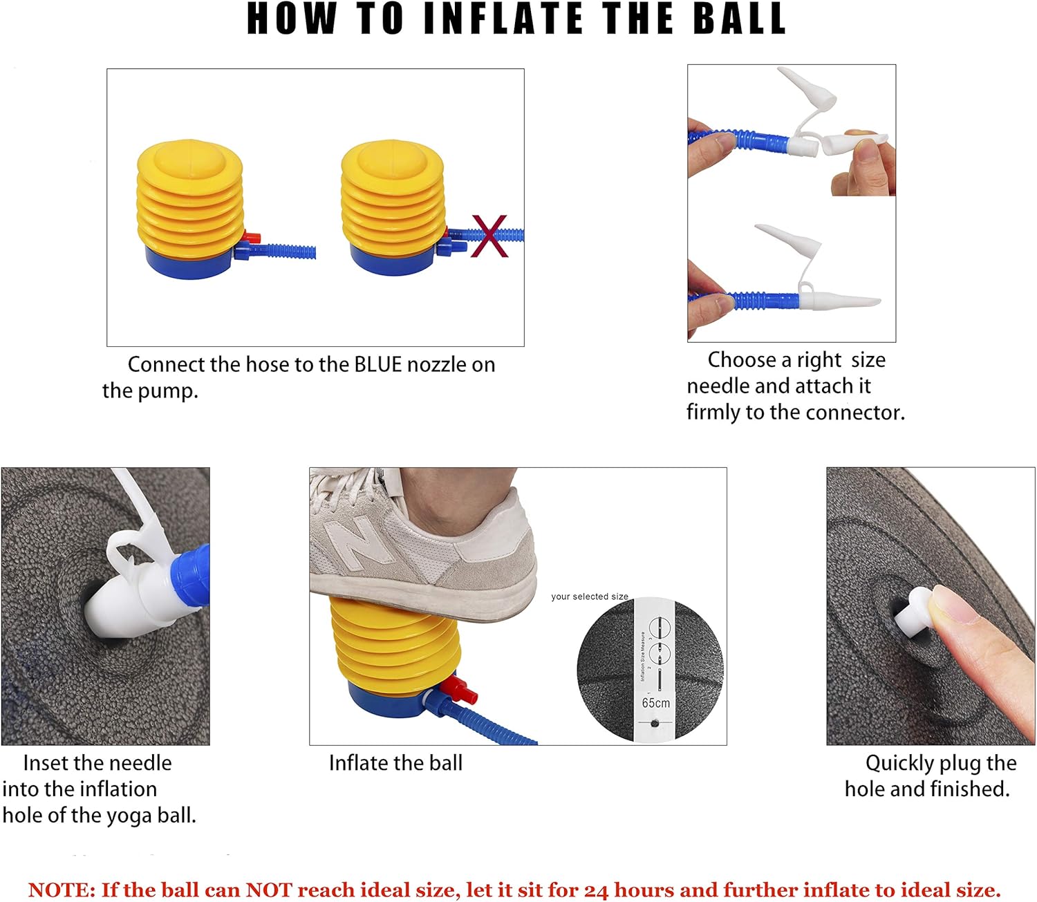 BalanceFrom Anti-Burst and Slip Resistant Exercise Ball Yoga Ball Fitness Ball Birthing Ball with Quick Pump, 2,000-Pound Capacity, 38-45cm, S, Black: Sports & Outdoors