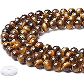NUKAYAI Natural Yellow Tigers Eye Beads 100Pcs 8mm Crystal Beads Loose DIY Round Stone Bead for Bracelet Necklace Earrings Making