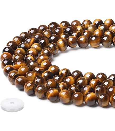SOSMAR 200 pietre naturali diametro 8 mm, perline rotonde per bracciali, collane, gioielli fai da te, con perle intermedie in argento anticato e spago