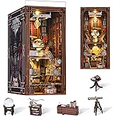 MiniCity Book Nook Kit, DIY Miniature Dollhouse Booknook Kit, 3D Wooden Puzzle Bookend Bookshelf Insert Decor with LED Light 