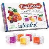 HazerBaba Assorted Turkish Delight Candy, 16 Oz (Pack of 1), Dulces | Lokum, Middle Eastern Sweets, Gluten Free Candy Variety Pack, Vegan Snack Box, Small Gift Box, Kosher Dessert, Halal Food