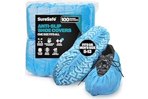SureSafe Premium Anti-Slip Disposable Shoe Covers, Extra-Thick Non-Woven Boot Protectors, Fits Men’s 5–13