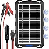 POWOXI-9W-Solar-Battery-Trickle-Charger-Maintainer -12V Portable Waterproof Solar Panel Trickle Charging Kit for Car, Motorcycle, Boat, Marine, RV, Trailer, Powersports, Snowmobile, etc.