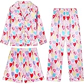 CARETOO Girls Pajamas 3 Piece Satin Long Sleeve Long Pants with Shorts PJs Set for Girls Kids Sleepwear 3-10 Years