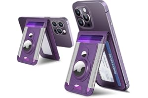 ExtreLife 3-in-1 Magsafe Wallet with AirTag Holder, Upgrade Magsafe Wallet Stand, Open ID Window, Magnetic Wallet for iPhone 16/15/14/13/12 Series, Magsafe Airtag Wallet, RFID Blocking, Purple