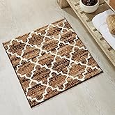 Better Trends 24" x 24" Square Bathroom Rug, 100% Cotton, Soft, Water Absorbent, Non-Slip Bath Mat, Machine Washable, Rugs for Bathroom, Vanity, Shower â€“ Savio Collection - Brown