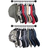 Mkono Hat Organizer Hat Rack for Wall Storage Holder with 20 Hooks Set of 2 | Hanging for 20 Caps, Adjustable Hooks, Space-Saving, Holds Baseball Scarves Belts Bags, Closet Door Bedroom Entryroom Laundry