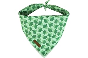 UP URARA PUP St. Patrick's Day Dog Bandana, Shamrock Triangle Bid Scarf for Small Medium Dog, Cotton Pet Kerchief for Girl Boy Dogs or Cats, Cute Spring Dog Bandana, Puppy Green Dog Bandana