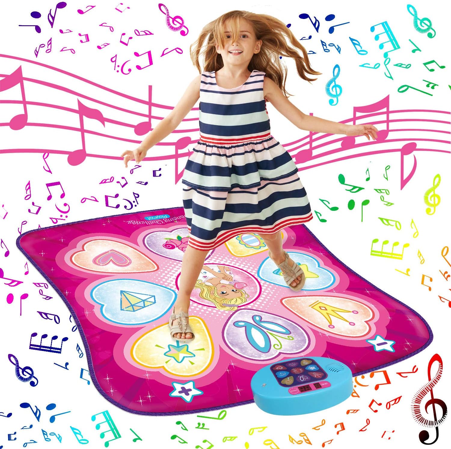 SUNLIN Dance Mat - Dance Mixer Rhythm Step Play Mat - Dance Game Toy Gift for Kids Girls Boys - Dance Pad with LED Lights, Adjustable Volume, Built-in Music, 3 Challenge Levels (35.4"X36.6"): Toys & Games
