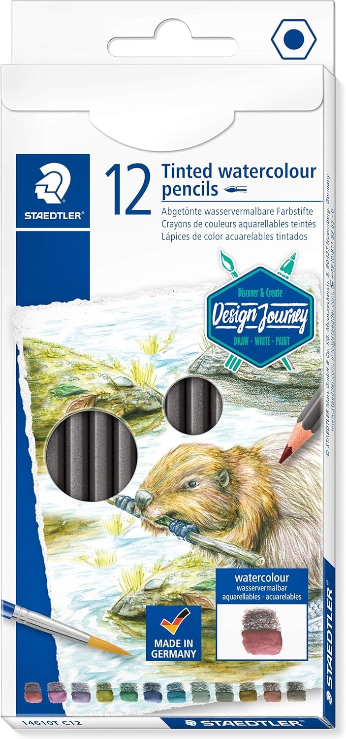 STAEDTLER Design Journey 14610T C12 tinted watercolour pencils, pack of