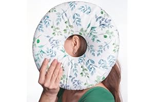 ODOXIA Piercing Pillow | Ear Piercing Pillow for Side Sleepers | Relieves Ear Pain | Adjustable Filling | Donut Pillow for Ear | Leaves | Pillow with Ear Hole | CNH Ear Pillow | Earring Pillow