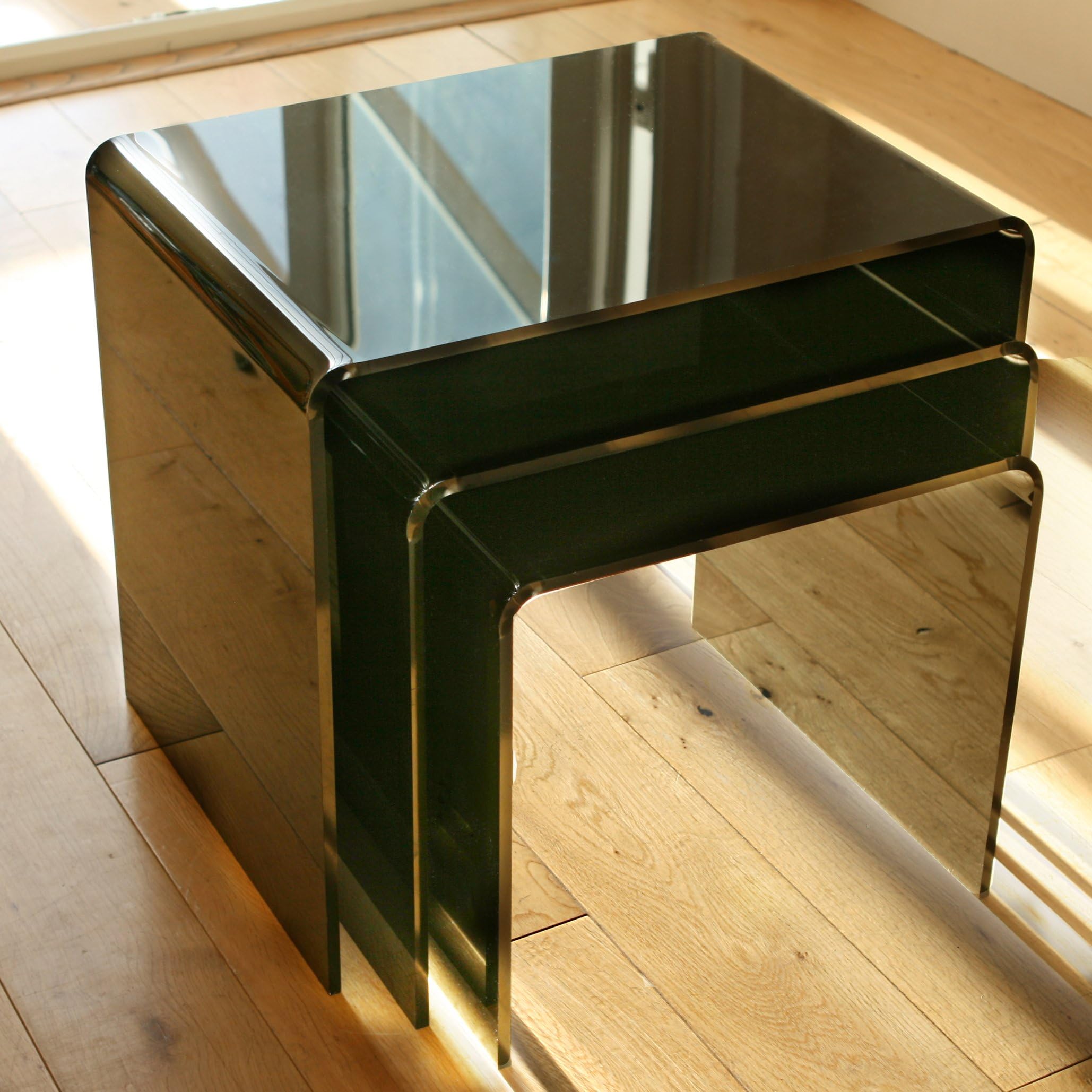 NEST OF 3 TABLES - 8mm Black Acrylic, Diamond Polished Edges, British Made