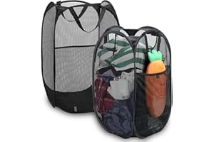 Mesh Popup Laundry Hamper, 2Pcs Foldable Clothes Hamper Laundry Basket, Popup Folding Clothes Hampers, Pop-Up Laundry Basket