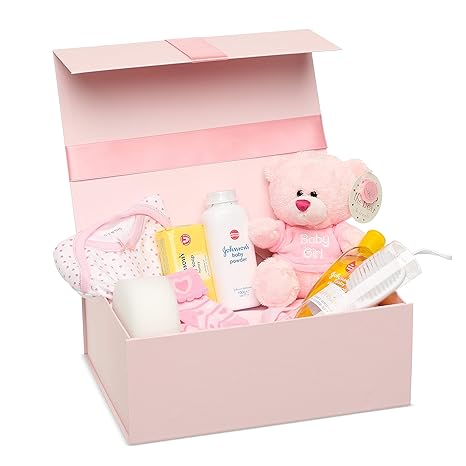 Baby Box Shop - Baby Shower Baby Party Geschenke und das Notwendig-ste für Neugeborene - Neugeborenen Set Mädchen - Teddybär 