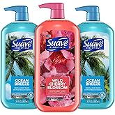 Suave Body Wash Variety Bundle – Ocean Breeze 2-Pack & Wild Cherry Blossom, Gentle & Moisturizing Body Washes with Vitamin E, 30 Oz Ea (3 Piece Set)