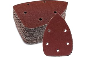 Cionyce 50 Pcs 80 Grit Mouse Detail Sander Sandpaper 5 Hole Mouse Sandpaper Hook and Loop Sander Pads Sanding Sheets for 140mm Sanding Machine