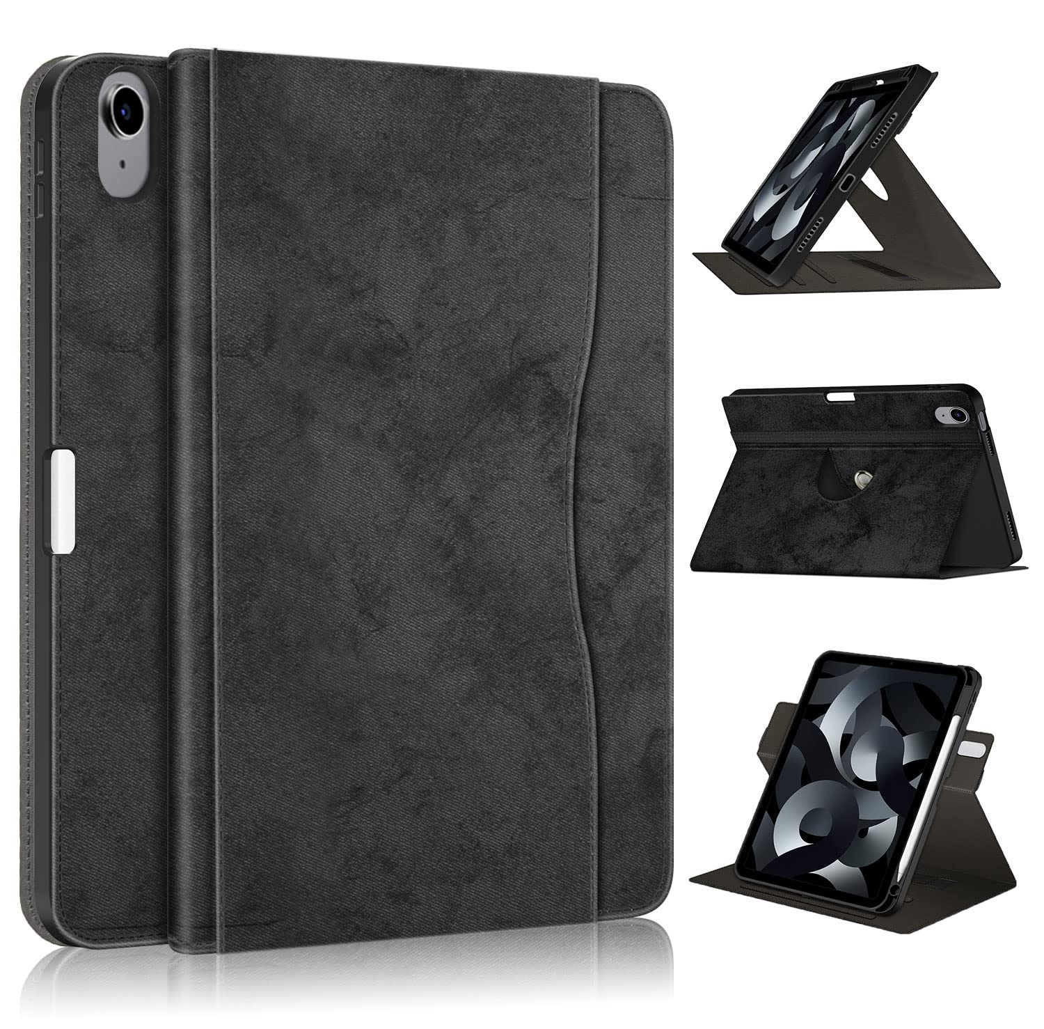 TOPCASE 360° Rotating Case Compatible with iPad (A16) 11th Generation 11 inch (2025), iPad 10th Generation 10.9 inch (2022) Cover with Adjustable Stand,Pencil Holder & Shockproof,Black
