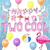 Two Cool Pool Birthday Party Decorations Girls Two Cool Balloons Banner Summer Beach Swimming Pool Party 2nd Birthday Party Supplies