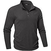 JMIERR Men's 2025 Casual Quarter Zip Pullover Sweatshirts Stretch Fall Polo Plush Long Sleeve Shirt Comfy Underwear